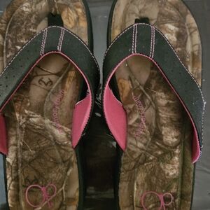 Pink and Black Flip Flops